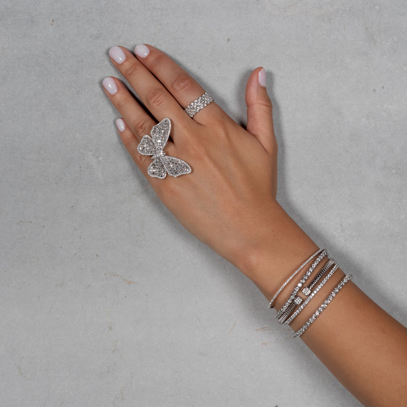 White Gold and Diamond Bezel Set Stretch Tennis Bracelet 4.00cts
