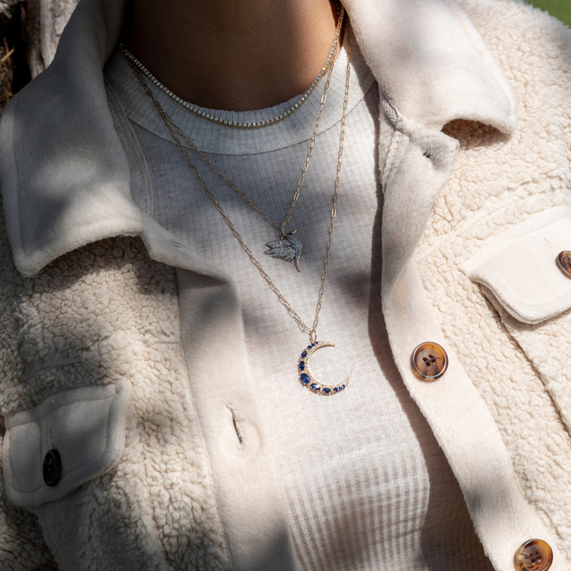 Two tone Diamond and Sapphire Humming Bird Charm