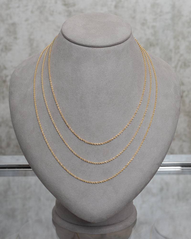 14 Karat Solid Gold 1.5mm Rope Chain Necklace