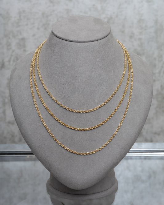 14 Karat Solid Gold 4mm Rope Chain Necklace