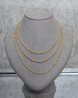14 Karat Solid Gold 4mm Rope Chain Necklace