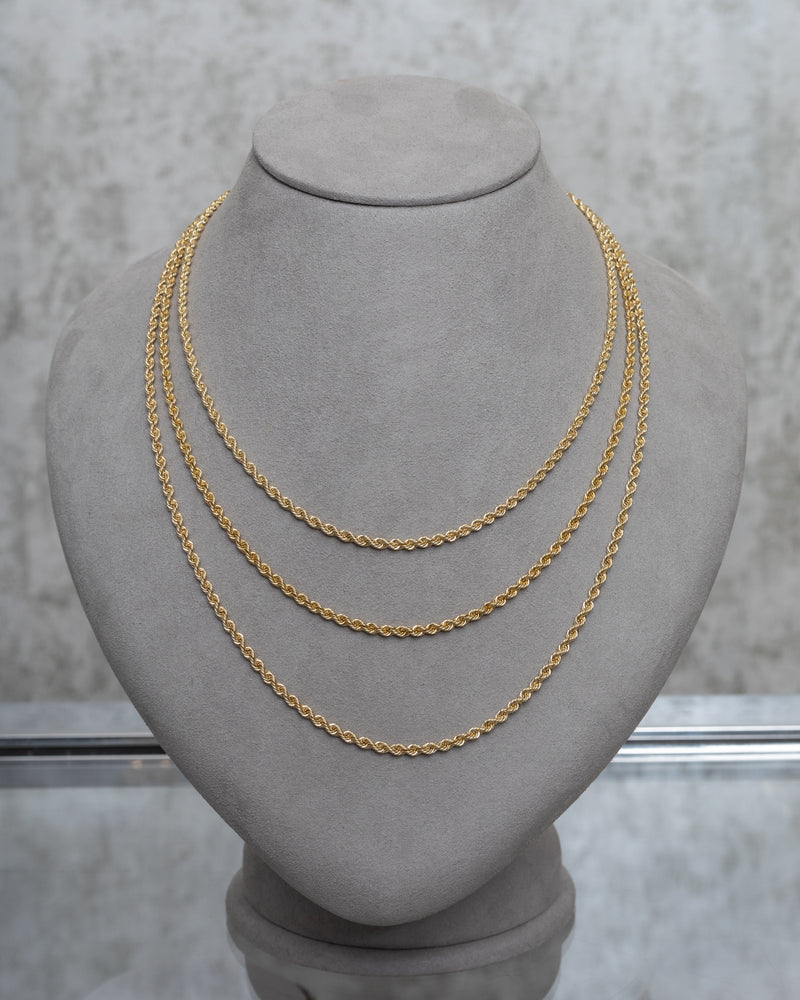 14 Karat Solid Gold 4mm Rope Chain Necklace