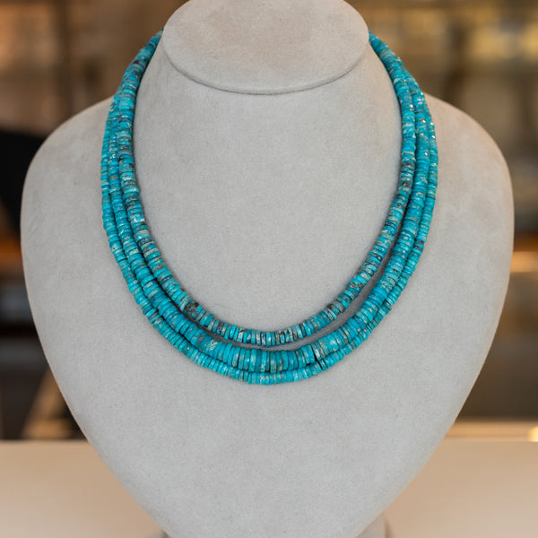 5mm Natural Turquoise Beaded Necklace