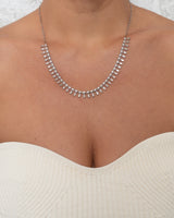 14 Karat White Gold Diamond Baguette Necklace