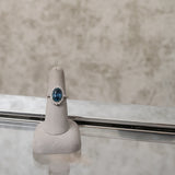 18 Karat White Gold and Blue Sapphire Diamond Ring