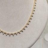 Yellow Gold All The Way Princess 4.95cts Diamond 16.00" Tennis Necklace