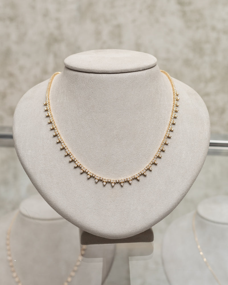 Yellow Gold All The Way Princess 4.95cts Diamond 16.00" Tennis Necklace