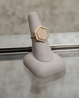 18 Karat Yellow Gold and Diamond Hexagon Ring