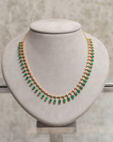 14 Karat Diamond and Emerald Baguette Necklace