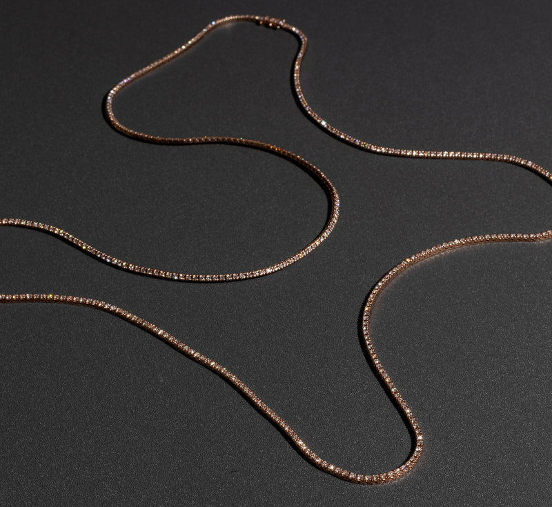 All The Way Diamond Rose Gold 7.50cts Long 36" Tennis Necklace