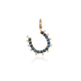 Yellow Gold Diamond and Sapphire Horseshoe Charm