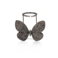 Load image into Gallery viewer, Black Rhodium Silver & Black Diamond Fluttering Butterfly Ring
