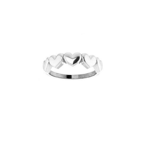 14 Karat White Gold Heart Band