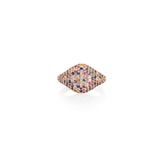 Yellow Gold and Multi Color Sapphire Signet Ring