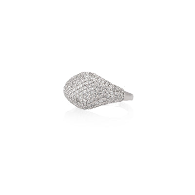 14 Karat White Gold and Diamond Signet Ring