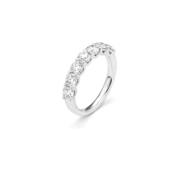 White Gold Seven Diamonds Half Way Band