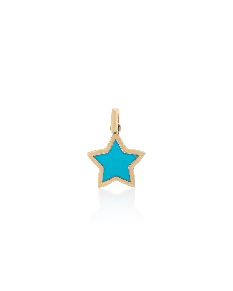 Yellow Gold and Turquoise Small Star Charm