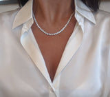 White Gold Half Way Rachel Scalloped Diamond 3.25cts Tennis Necklace