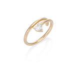 Yellow Gold Heart Diamond Half Spiral Ring .60cts